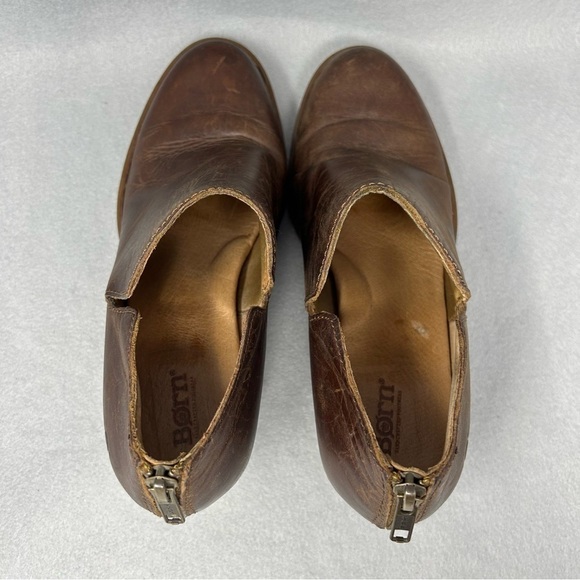 BORN Boots Womens 9.5 M Ankle Booties Brown Leather Block Heels F14206 - Picture 9 of 13